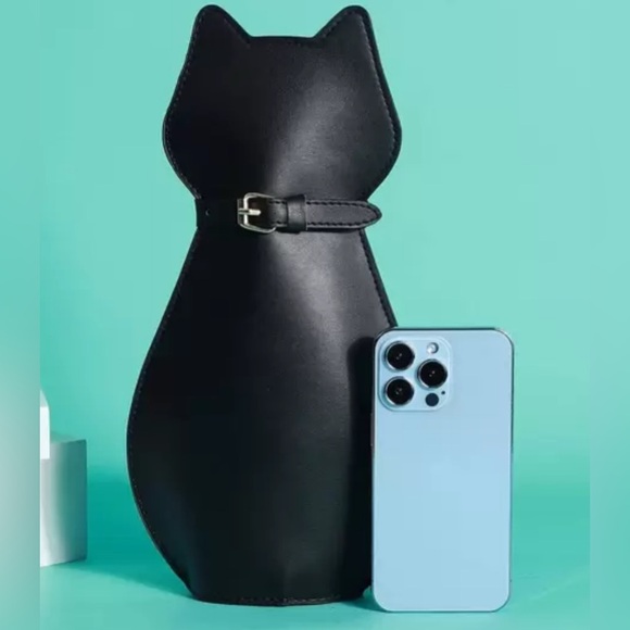 Cat supplies Bag crossbody kitten purse black backpack mini gold collar travel - Picture 5 of 8